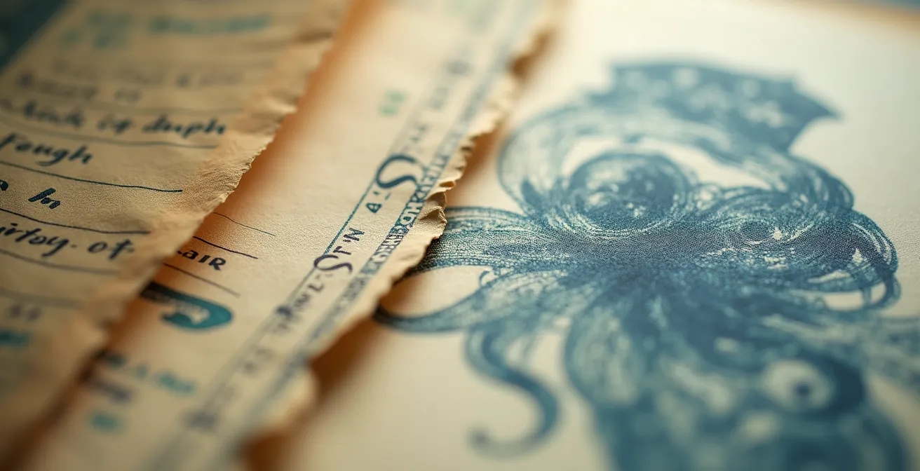 Makroaufnahme von Immobiliendokumenten mit abstrakten Mustern