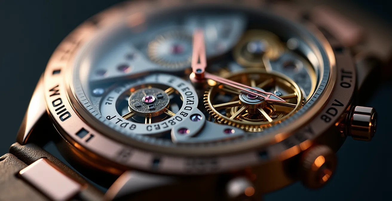 Extreme Nahaufnahme von Schmuckstücken mit sichtbaren Texturen und Reflexionen