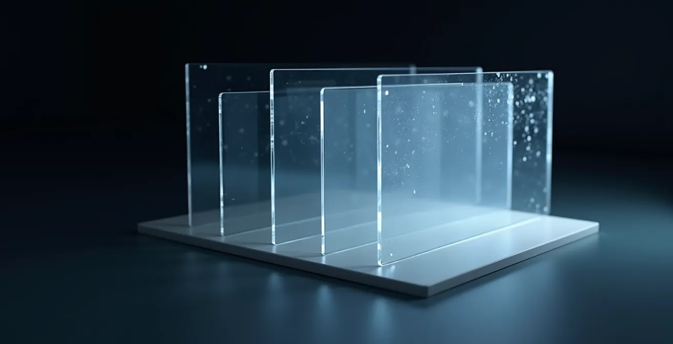 Visualisierung mehrschichtiger Sicherheitsmaßnahmen im Unternehmen, dargestellt durch mehrere hintereinander gestaffelte Schutzschilde.